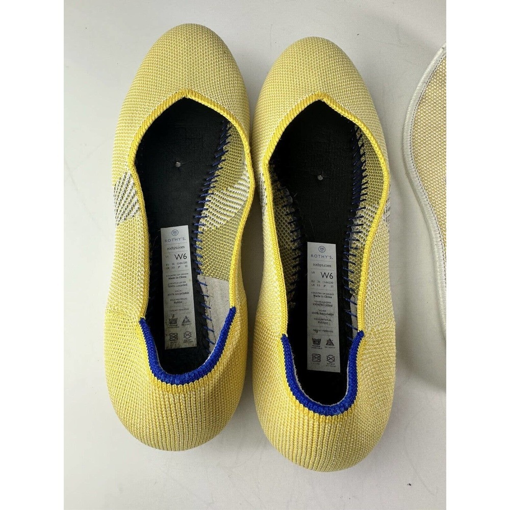 Rothy's Round Toe The Flat Ballet Slip On Knit Shoes Sunshine Yellow Women's 6 - Picture 4 of 11